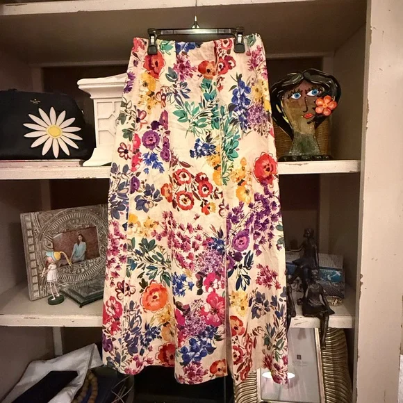 JOHNNY WAS LINEN FLORAL PRINT PULL ON SKIRT SIZE XS nwt - Picture 4 of 5
